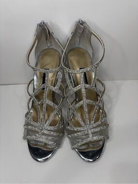 Caparros Silver Crystal Strappy Heels